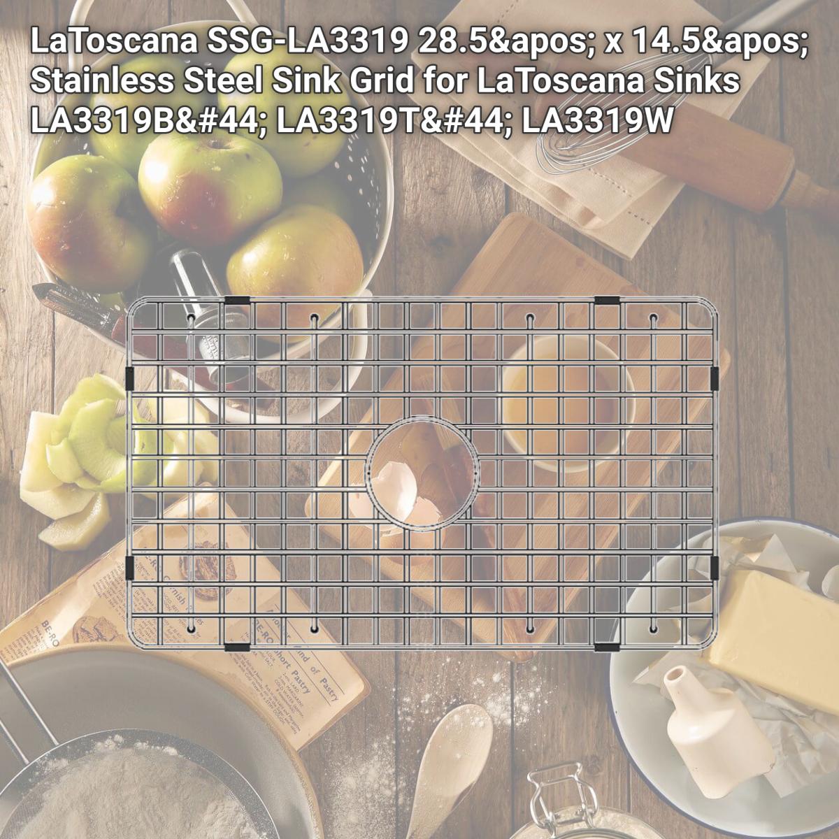 Picture of LaToscana SSG-LA3319 28.5' x 14.5' Stainless Steel Sink Grid for LaToscana Sinks LA3319B, LA3319T, LA3319W
