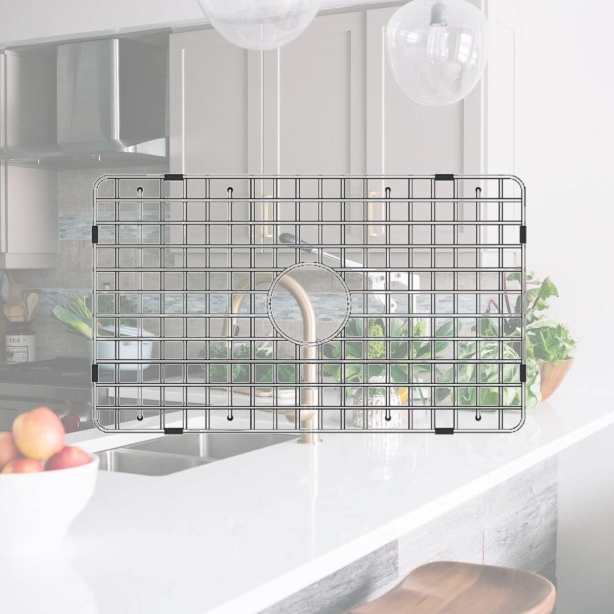 Picture of LaToscana SSG-LA3319 28.5' x 14.5' Stainless Steel Sink Grid for LaToscana Sinks LA3319B, LA3319T, LA3319W