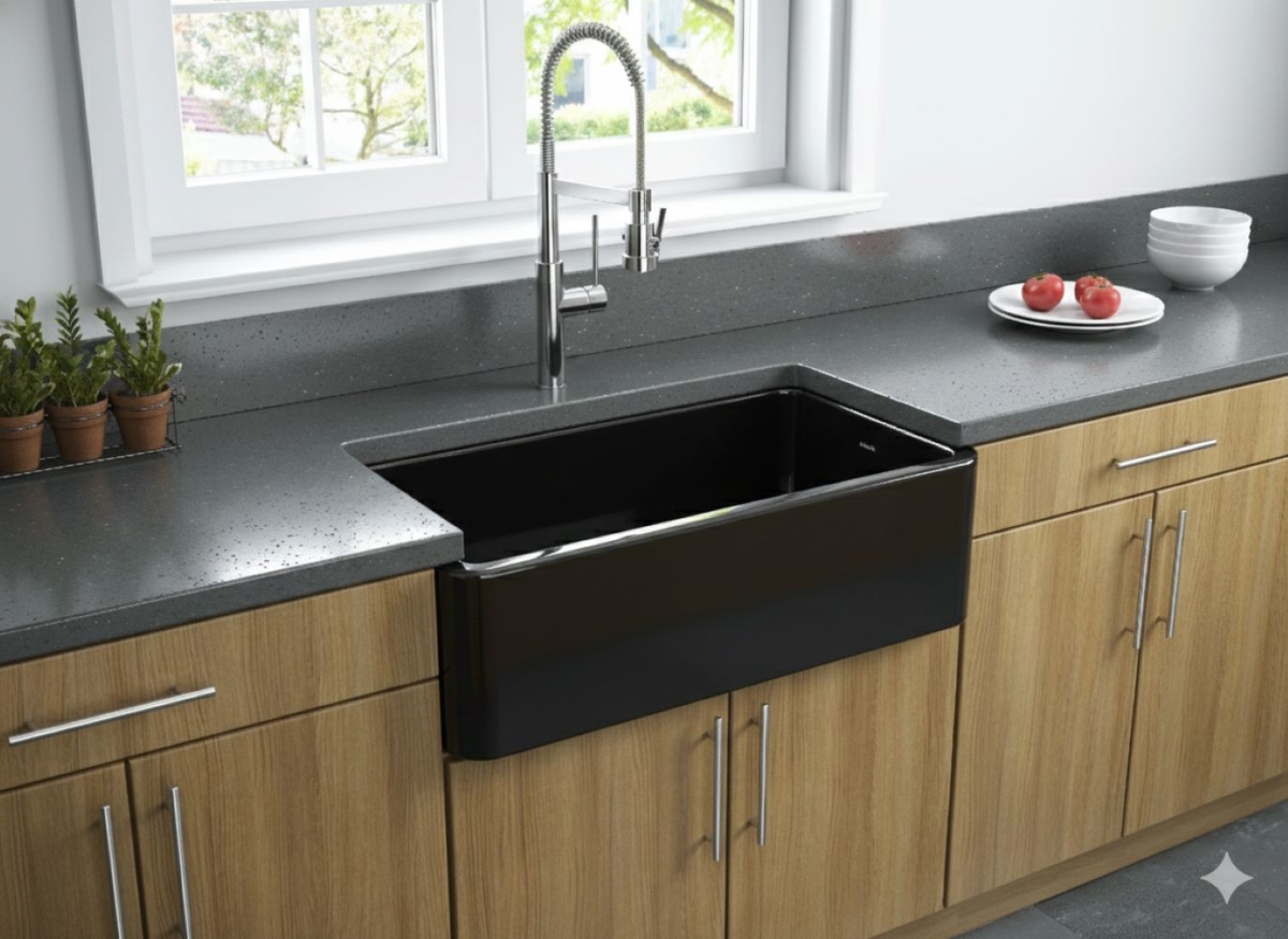 Picture of LaToscana LFS3318B 33 in. Farmhouse Apron-Front Single Bowl Black Fireclay Kitchen Sink