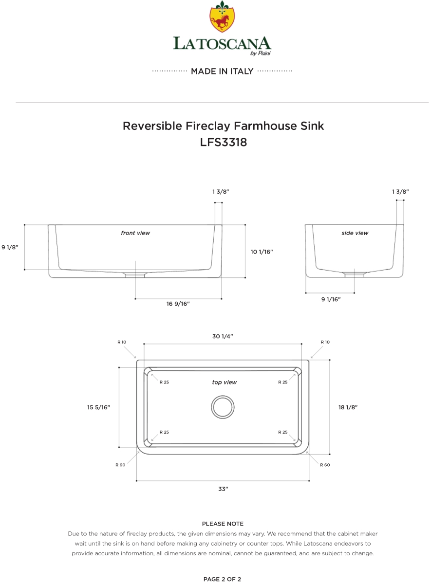 Picture of LaToscana LFS3318B 33 in. Farmhouse Apron-Front Single Bowl Black Fireclay Kitchen Sink