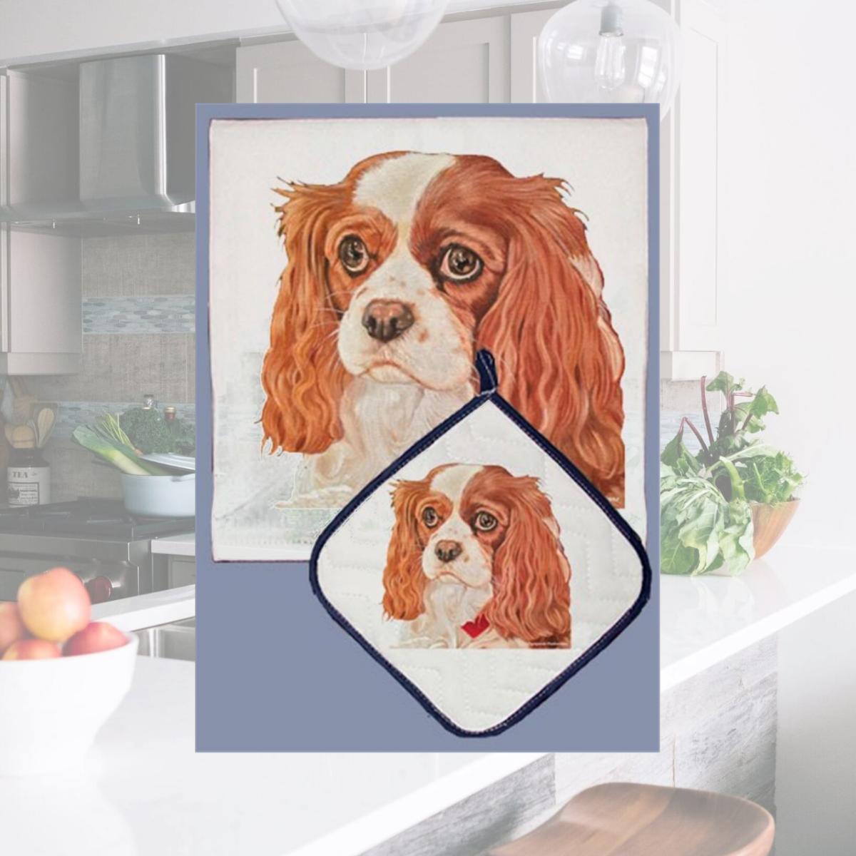 Picture of Pipsqueak Productions DP722 Cavalier Dish Towel And Pot Holder Set