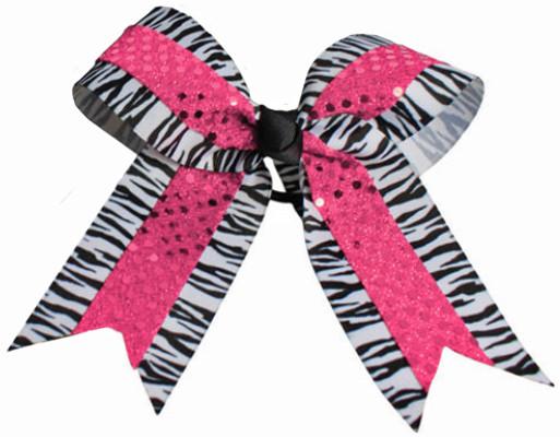 Hb350ap-hpk -os Hb350ap Zebra With Sequin Hair Bow, Hot Pink - One Size