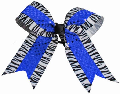 Hb350ap-roy -os Hb350ap Zebra With Sequin Hair Bow, Royal - One Size