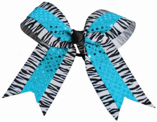 Hb350ap-trq -os Hb350ap Zebra With Sequin Hair Bow, Turquoise - One Size