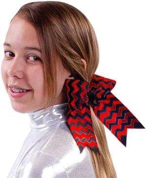 Hb490 -blkred-os Hb490 Deco Sparkle Chevron Bow, Black With Red - One Size