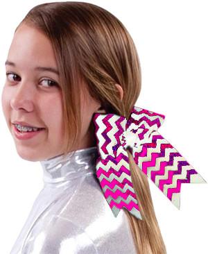 Hb490 -whthpk-os Hb490 Deco Sparkle Chevron Bow, White With Pink - One Size