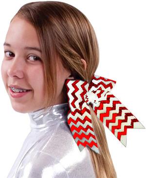 Hb490 -whtred-os Hb490 Deco Sparkle Chevron Bow, White With Red - One Size