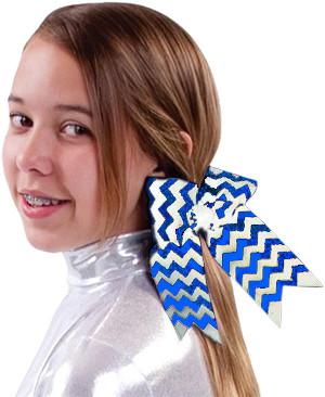 Hb490 -whtroy-os Hb490 Deco Sparkle Chevron Bow, White With Royal - One Size