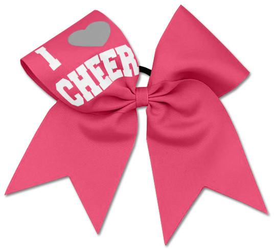 Hb800 -npk -os Hb800 I Love Cheer Bow, Neon Pink - One Size
