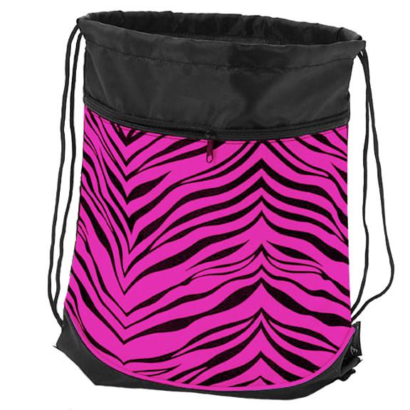 St50ap -hpk -l St50ap Zebra Stringpack & Pom Bag, Hot Pink - Large