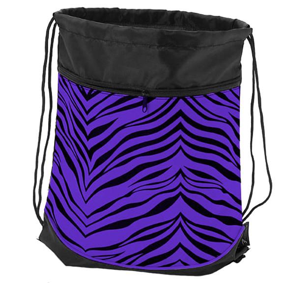 St50ap -pur -l St50ap Zebra Stringpack & Pom Bag, Purple - Large