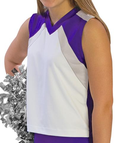 Ut540 -whtpur-ys Ut540 Youth Premier Flare Uniform Shell, White With Purple - Small