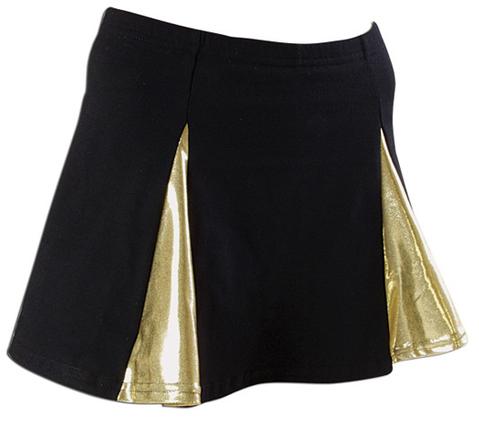 4100m -blkgol-ym 4100m Youth Metallic Skirt With Brief, Black With Gold - Medium