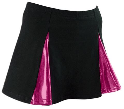 4100m -blkfuc-yl 4100m Youth Metallic Skirt With Brief, Black With Fuchsia - Large