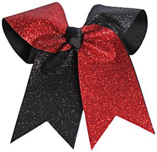Hb270gl-redblk-os Hb270gl Glitter Twister Bow, Red With Black - One Size