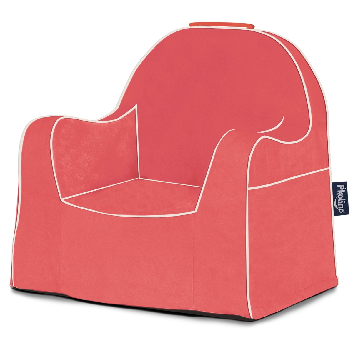 Pkfflrscr Little Reader Chair - Coral With White Piping - 17.75 X 16 X 18 In.