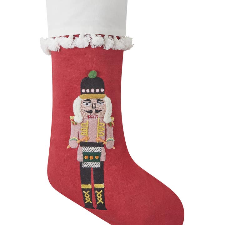 31DD61MC 11 x 19 in. Boho Nutcracker Embroidered Stocking, Multi Color