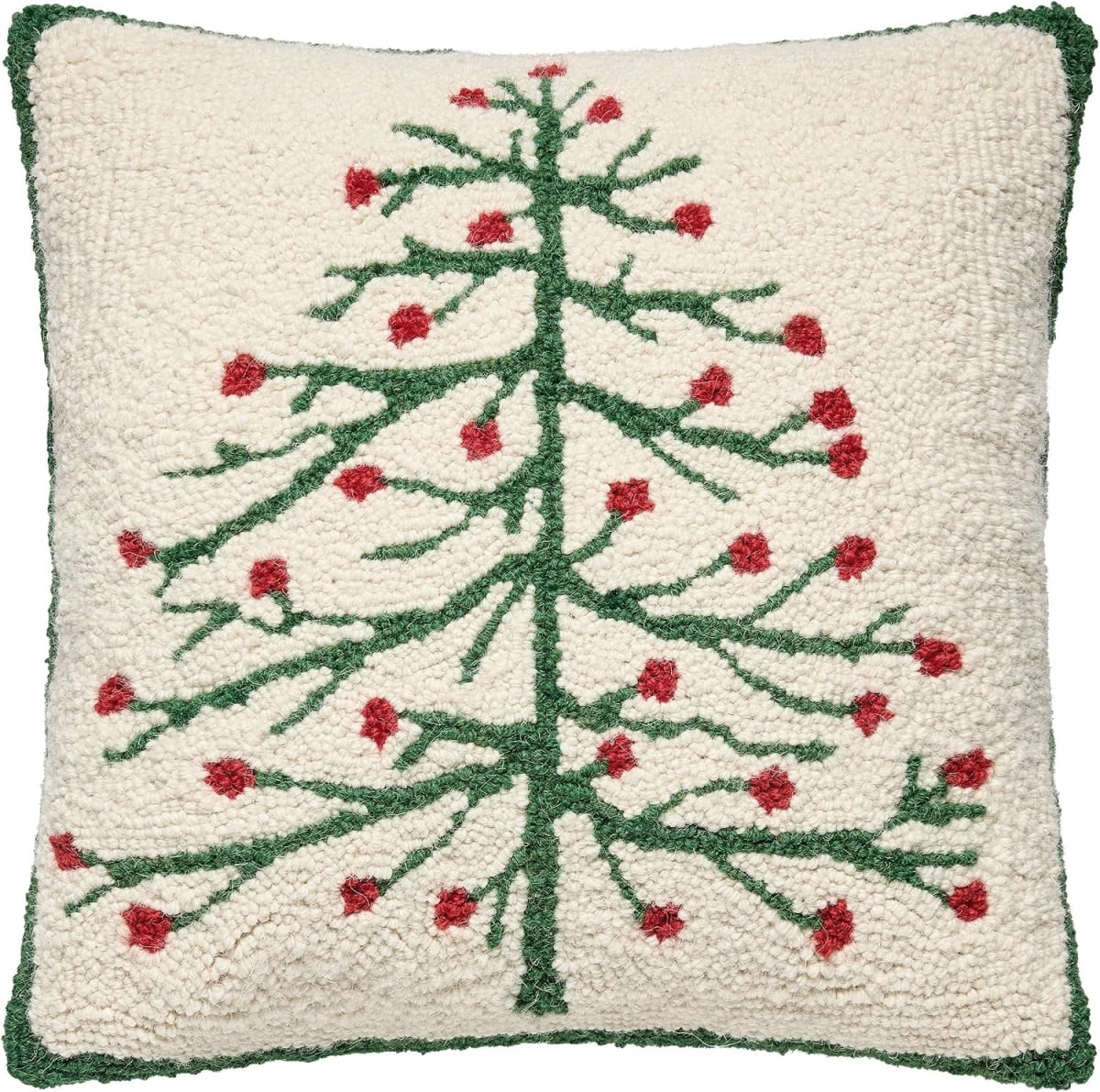 31AV1410C16SQ 16 x 16 in. Folk Christmas Tree Poly Filled Hook Pillow