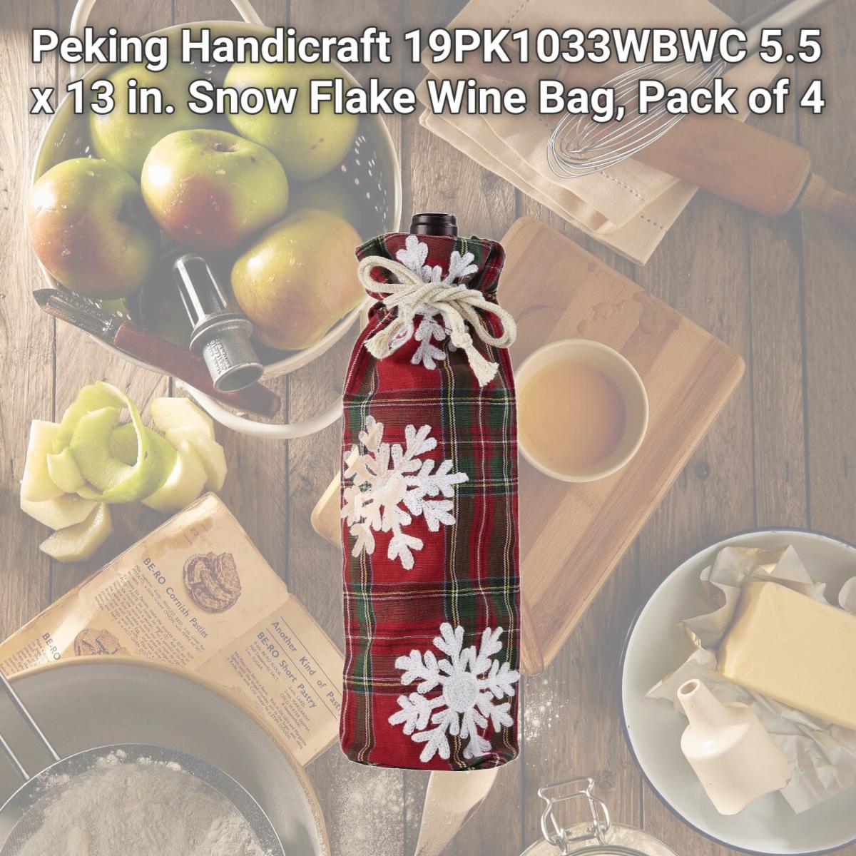 Picture of Peking Handicraft 19PK1033WBWC 5.5 x 13 in. Snow Flake Wine Bag
