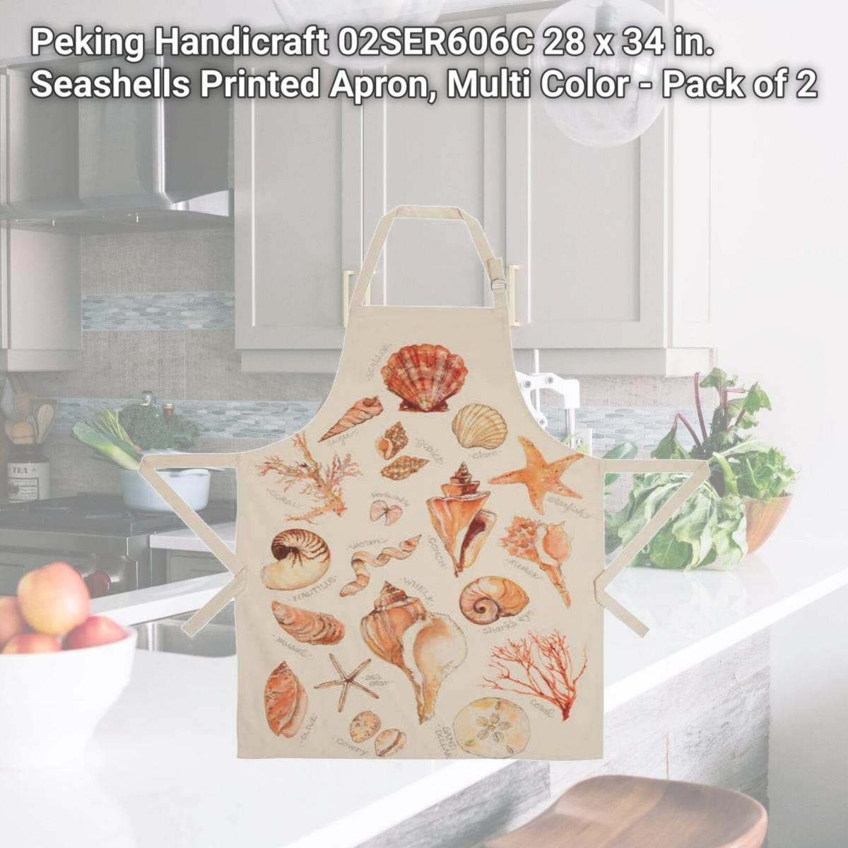 Picture of Peking Handicraft 02SER606C 28 x 34 in. Seashells Printed Apron, Multi Color 