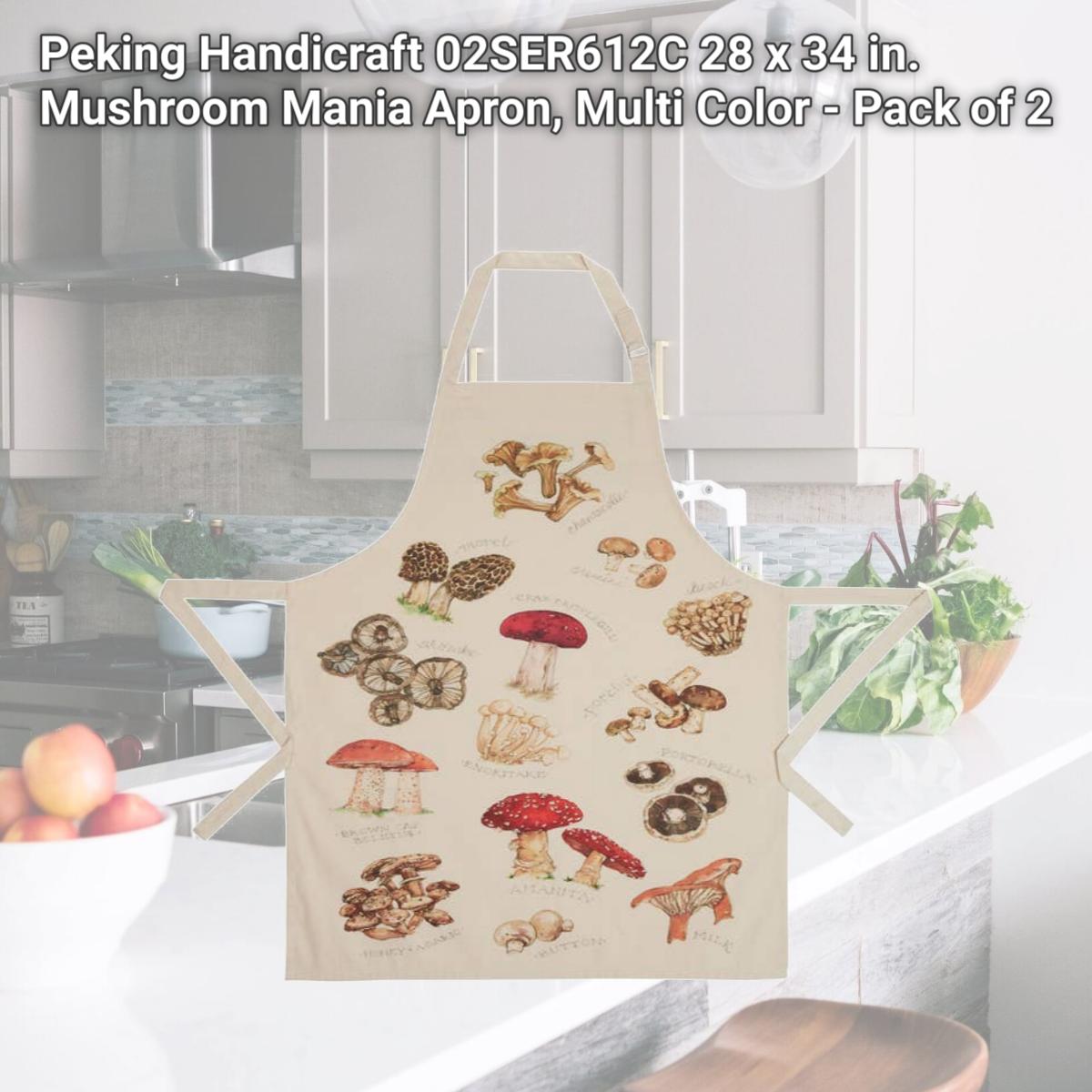 Picture of Peking Handicraft 02SER612C 28 x 34 in. Mushroom Mania Apron, Multi Color 