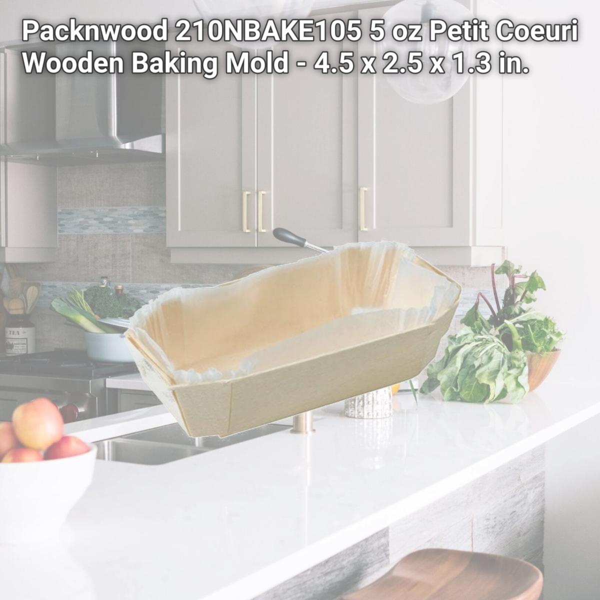 Picture of Packnwood 210NBAKE105 5 oz Petit Coeuri Wooden Baking Mold - 4.5 x 2.5 x 1.3 in.
