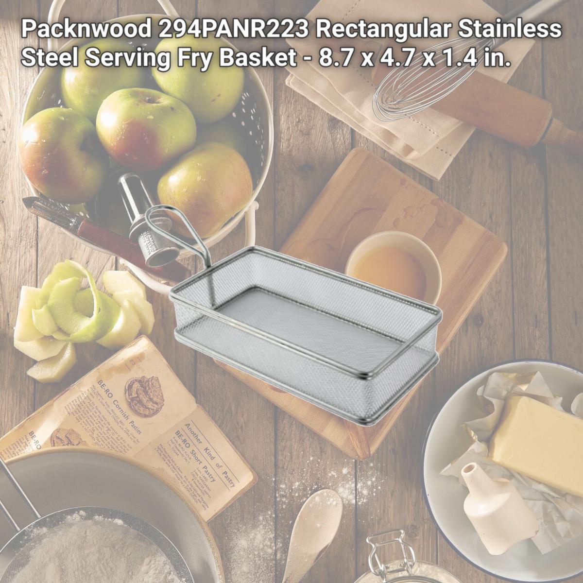Picture of Packnwood 294PANR223 Rectangular Stainless Steel Serving Fry Basket - 8.7 x 4.7 x 1.4 in.