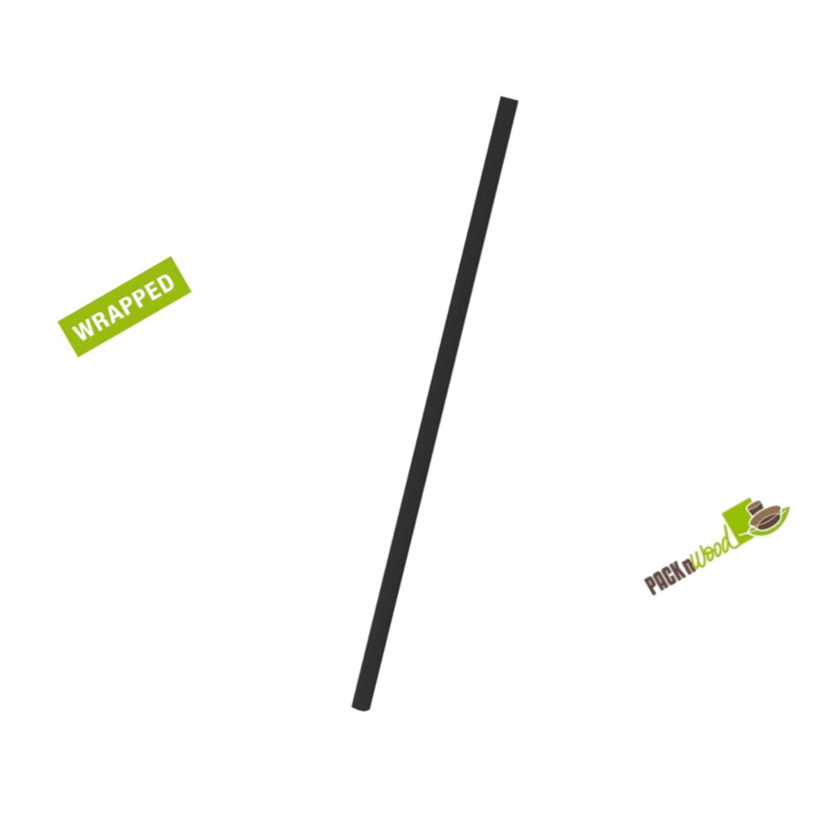 Picture of Packnwood 210CHP19FBLKW 7.75 in. All Black Wrapped Paper Straw