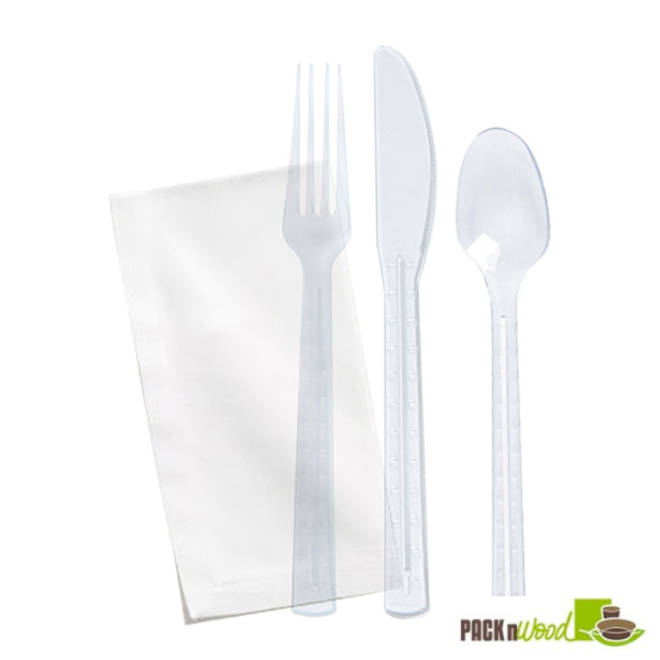 210cv9k4t 7.55 X 1.57 In. First Class Kit Set With 4-fork Knife Spoon Napkin, Clear