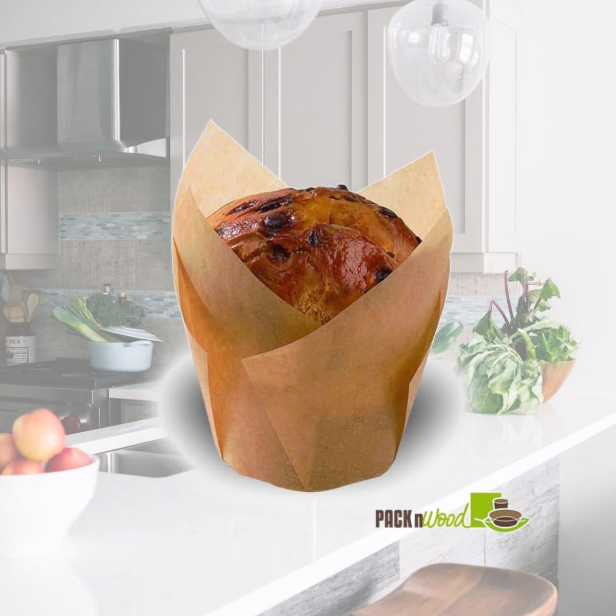 Picture of Packnwood 209CPST8M 8 oz Tulips Golden Silicone Baking Cup , Brown