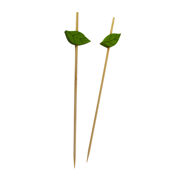 210bbleaf12 4.7 In. Skewers With Wooden Leaf, Bamboo