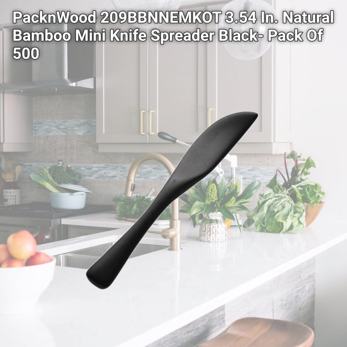 Picture of PacknWood 209BBNNEMKOT 3.54 In. Natural Bamboo Mini Knife Spreader Black- Pack Of 500