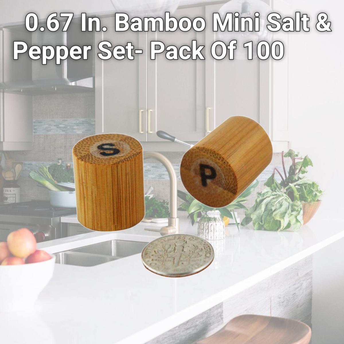 Picture of PacknWood 210BKPS 0.67 In. Bamboo Mini Salt & Pepper Set- Pack Of 100