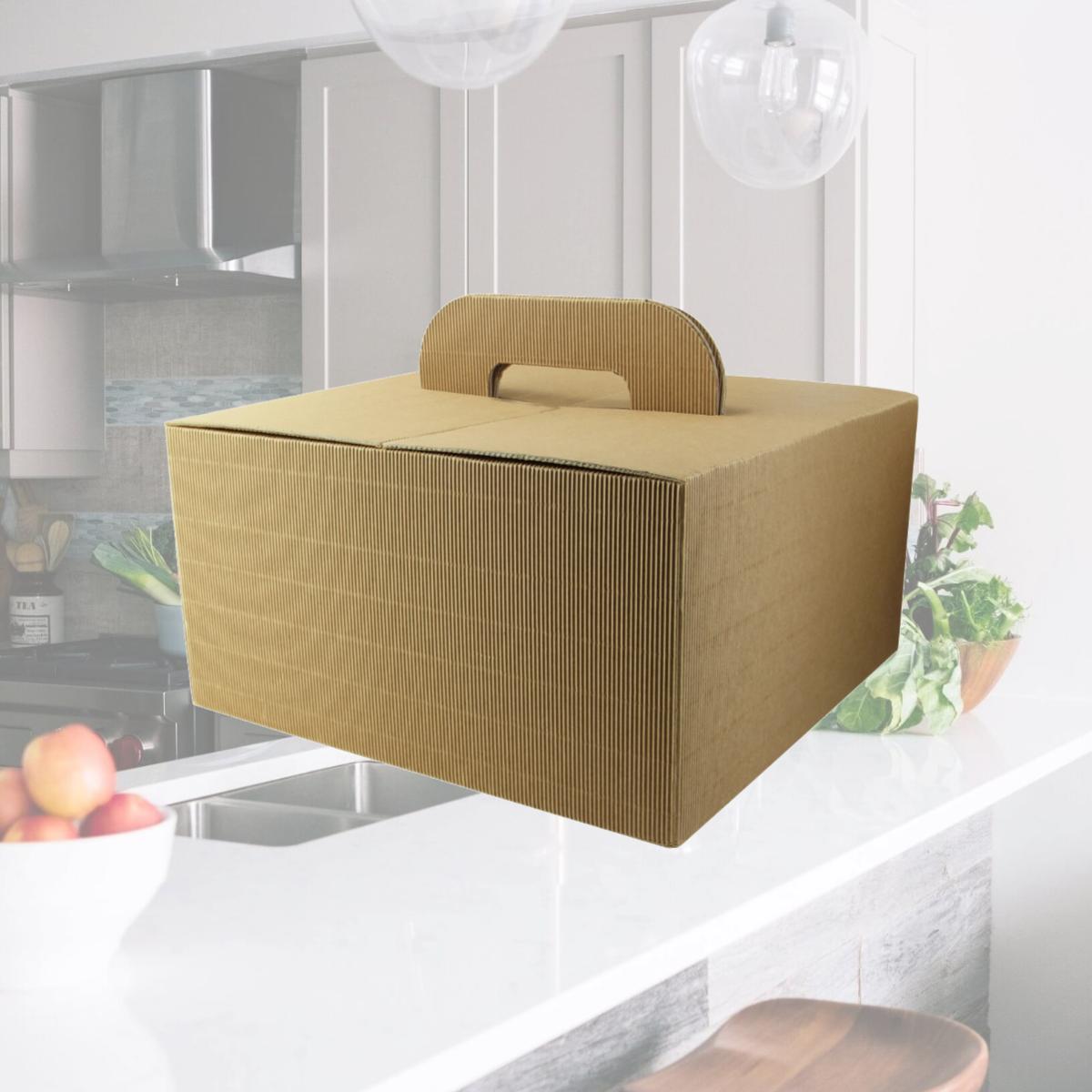 Picture of Packnwood 210LUNCHGO3 13 x 13 x 6.7 in. Take Out Lunch Box with Handles, Kraft