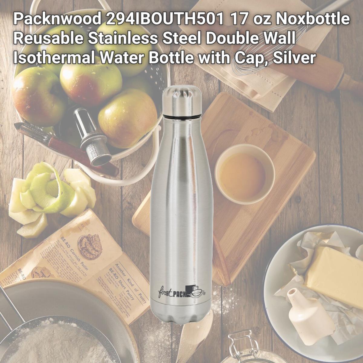 Picture of Packnwood 294IBOUTH501 17 oz Noxbottle Reusable Stainless Steel Double Wall Isothermal Water Bottle with Cap, Silver