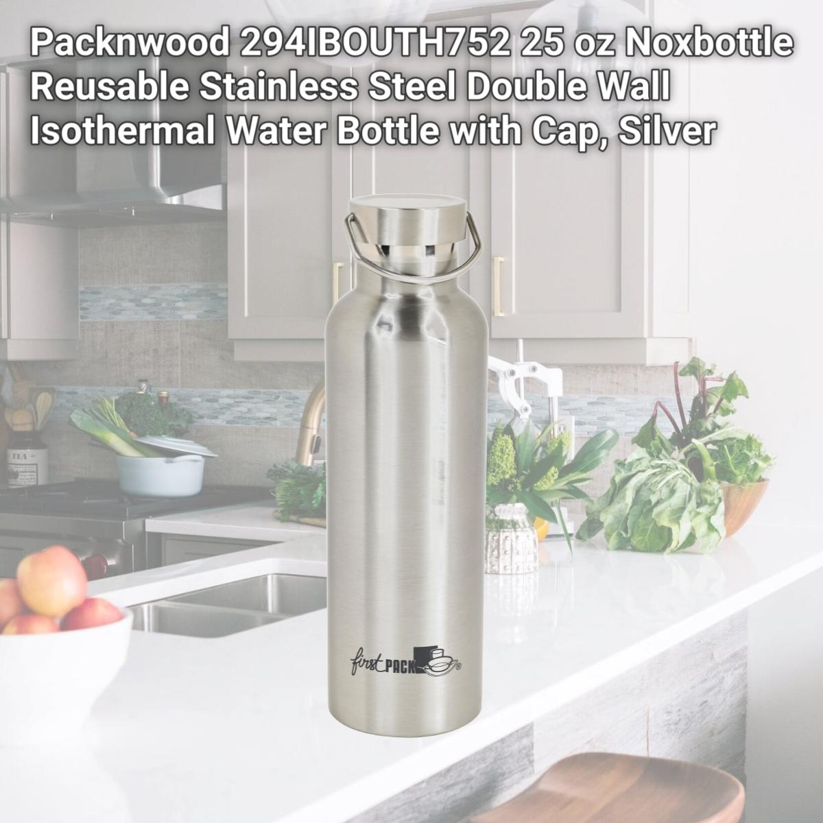 Picture of Packnwood 294IBOUTH752 25 oz Noxbottle Reusable Stainless Steel Double Wall Isothermal Water Bottle with Cap, Silver