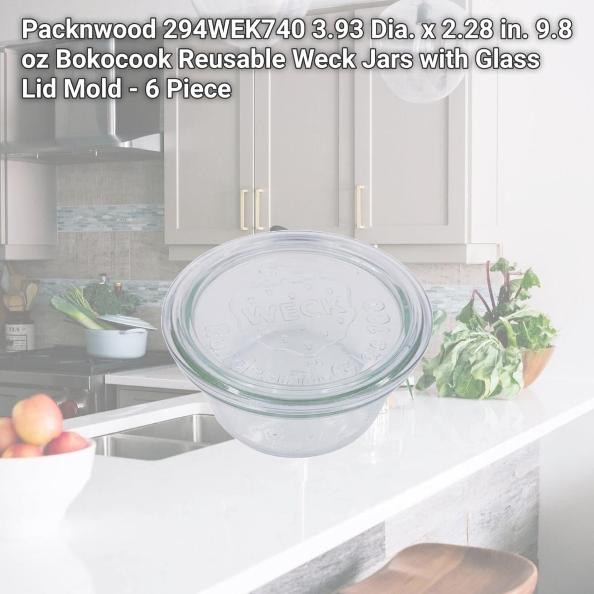 Picture of Packnwood 294WEK740 3.93 Dia. x 2.28 in. 9.8 oz Bokocook Reusable Weck Jars with Glass Lid Mold - 6 Piece