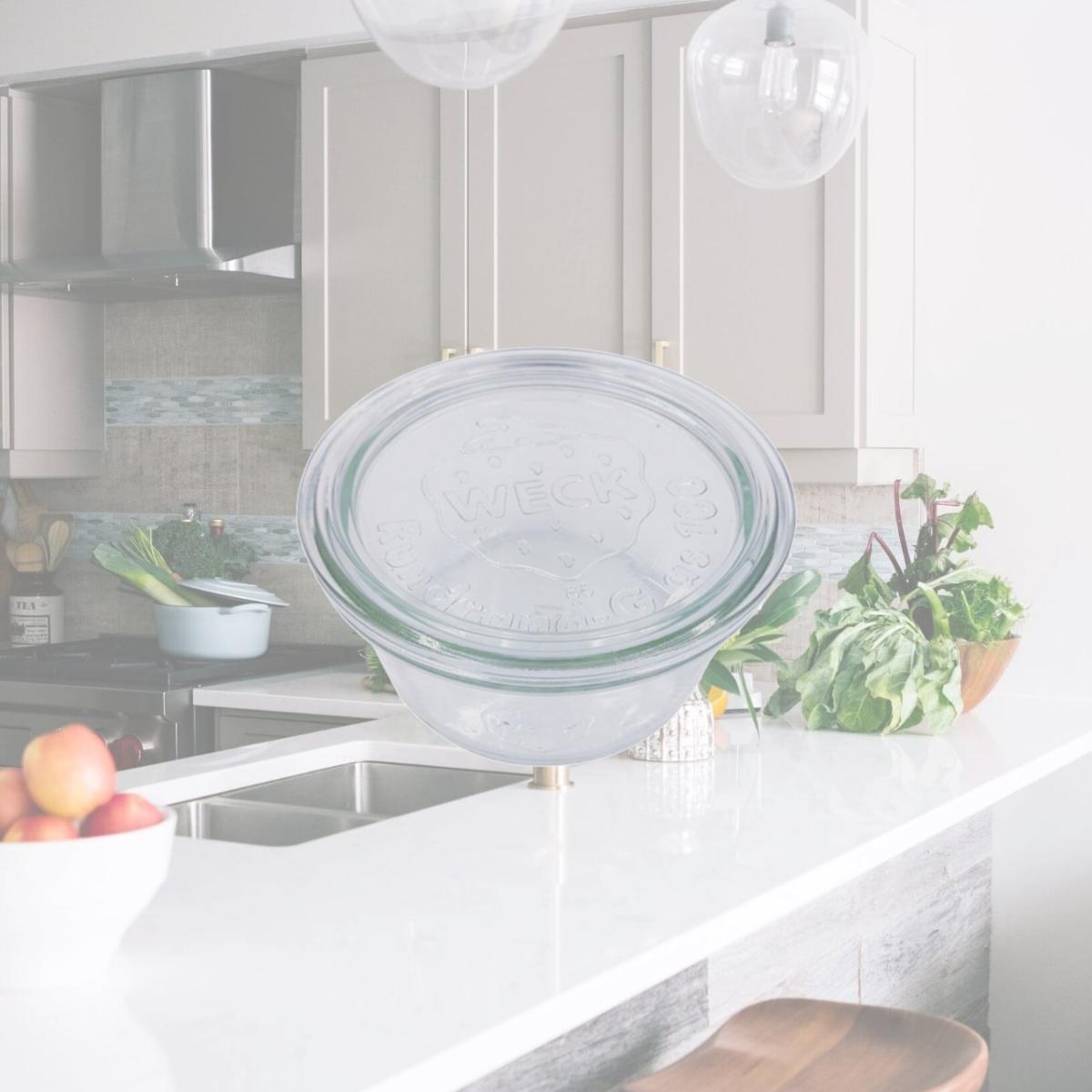 Picture of Packnwood 294WEK740 3.93 Dia. x 2.28 in. 9.8 oz Bokocook Reusable Weck Jars with Glass Lid Mold - 6 Piece