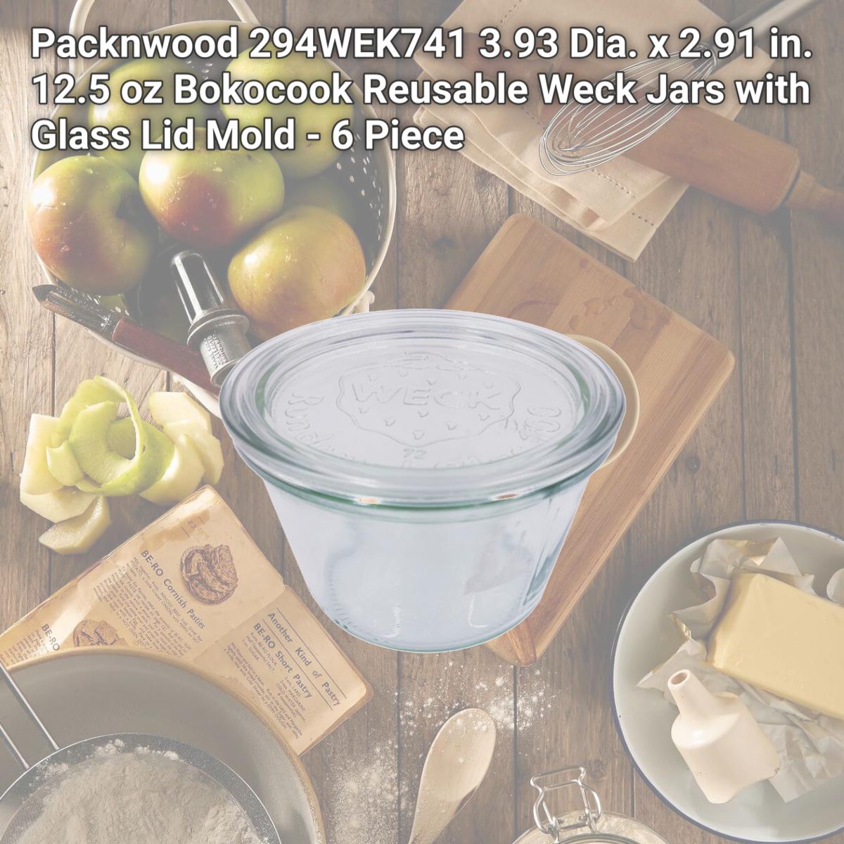 Picture of Packnwood 294WEK741 3.93 Dia. x 2.91 in. 12.5 oz Bokocook Reusable Weck Jars with Glass Lid Mold - 6 Piece