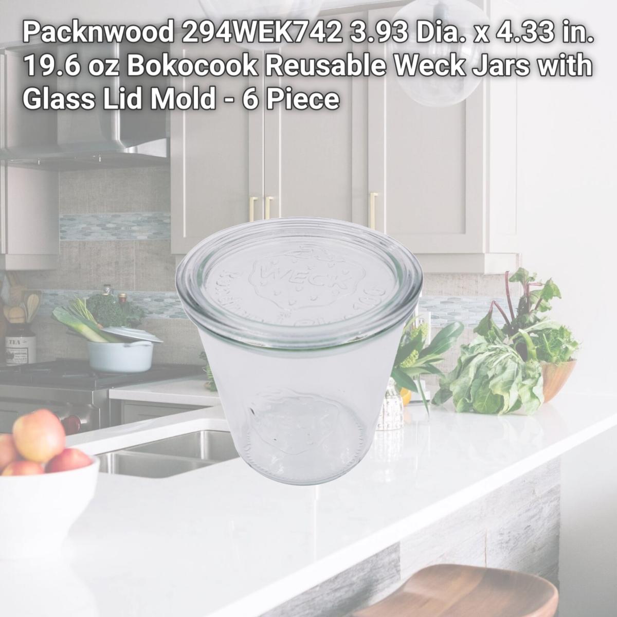 Picture of Packnwood 294WEK742 3.93 Dia. x 4.33 in. 19.6 oz Bokocook Reusable Weck Jars with Glass Lid Mold - 6 Piece