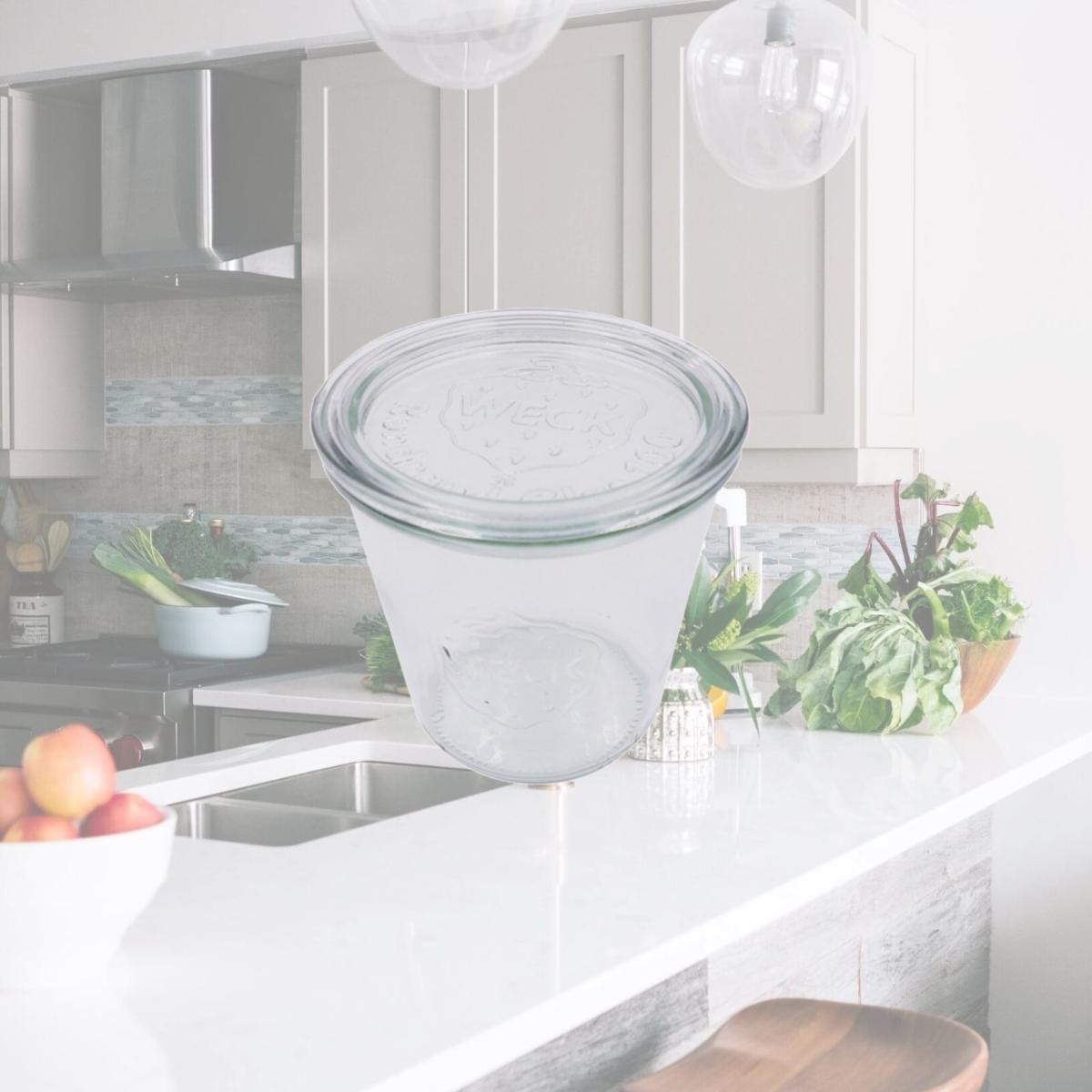 Picture of Packnwood 294WEK742 3.93 Dia. x 4.33 in. 19.6 oz Bokocook Reusable Weck Jars with Glass Lid Mold - 6 Piece