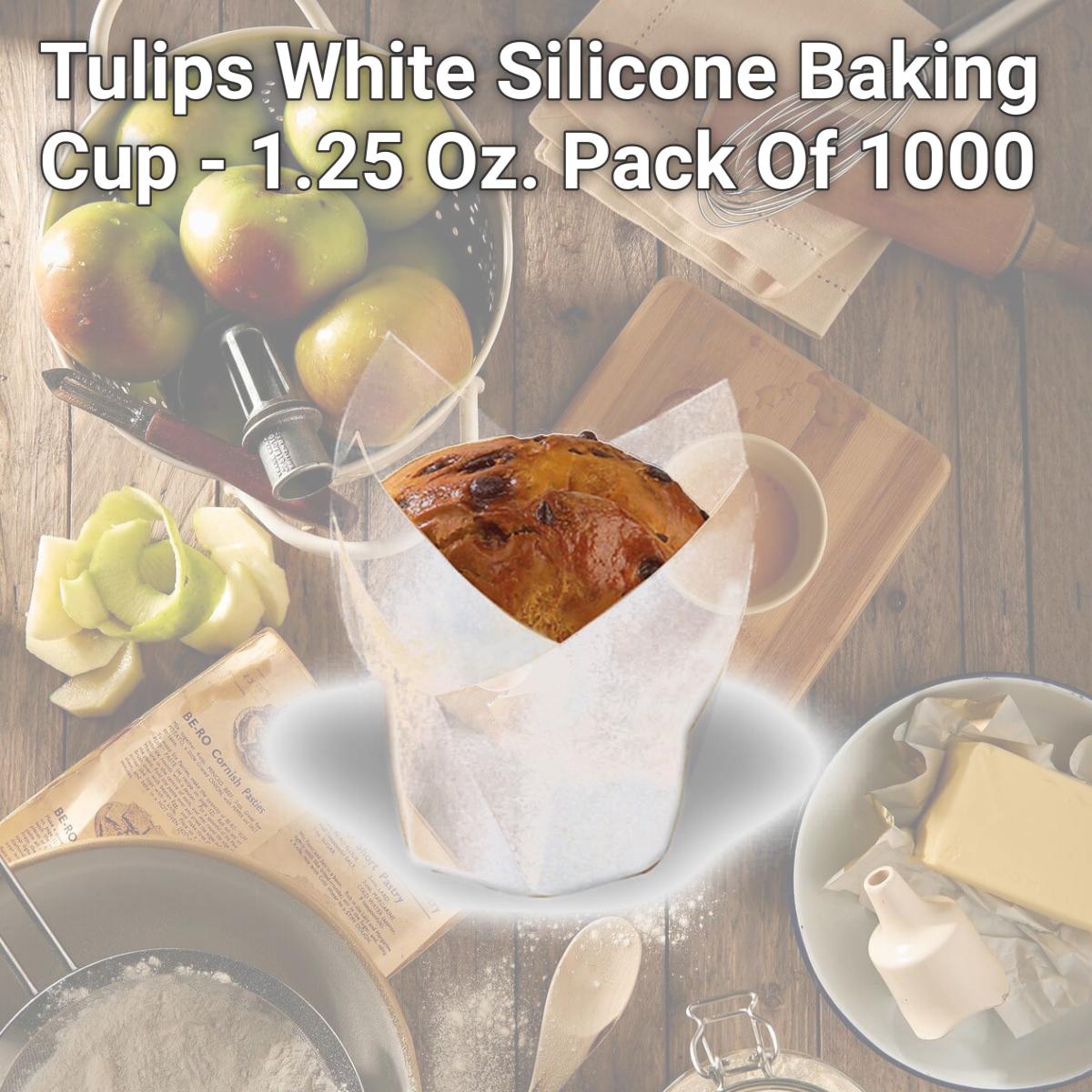 Picture of PacknWood 209CPST1B Tulips White Silicone Baking Cup - 1.25 Oz. Pack Of 1000