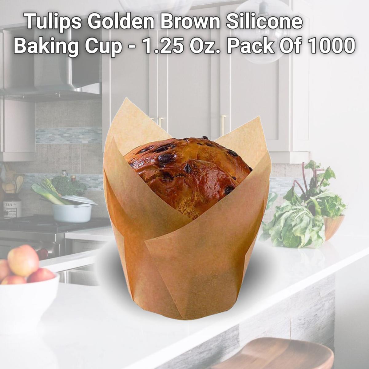Picture of PacknWood 209CPST1M Tulips Golden Brown Silicone Baking Cup - 1.25 Oz. Pack Of 1000