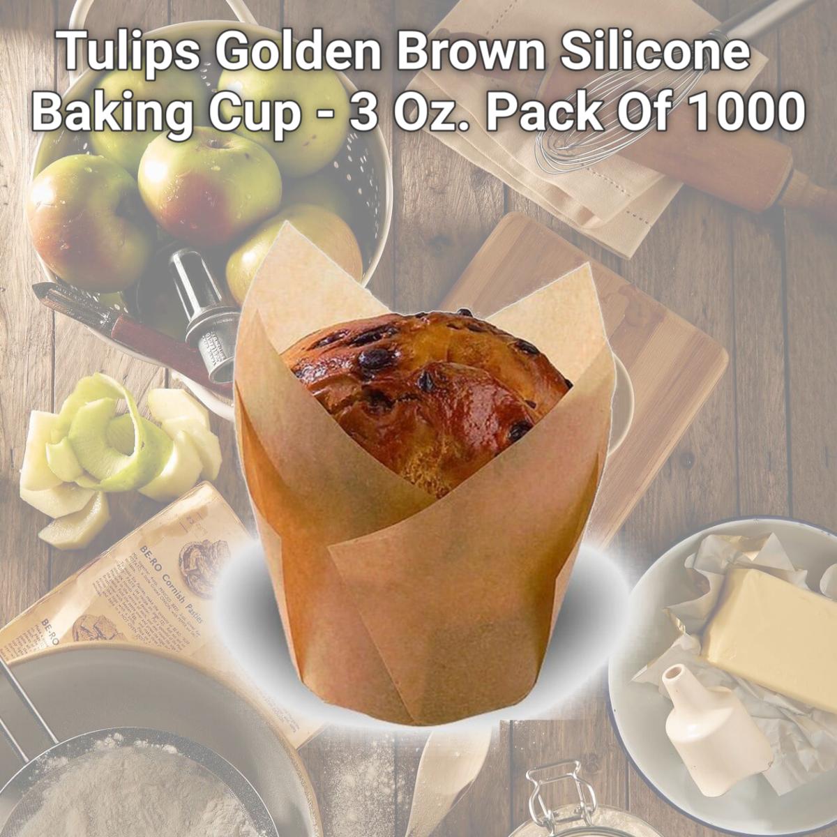 Picture of PacknWood 209CPST3M Tulips Golden Brown Silicone Baking Cup - 3 Oz. Pack Of 1000