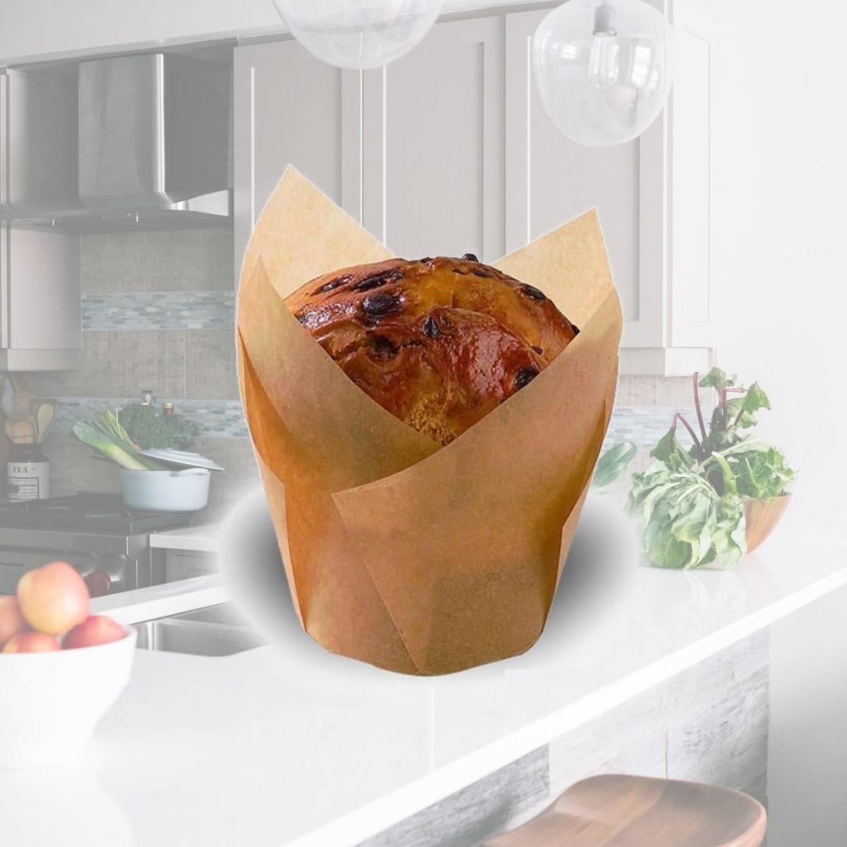 Picture of PacknWood 209CPST3M Tulips Golden Brown Silicone Baking Cup - 3 Oz. Pack Of 1000