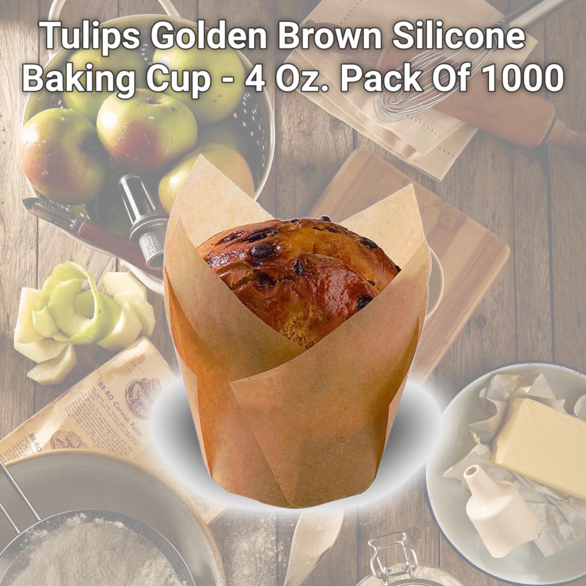 Picture of PacknWood 209CPST5M Tulips Golden Brown Silicone Baking Cup - 4 Oz. Pack Of 1000