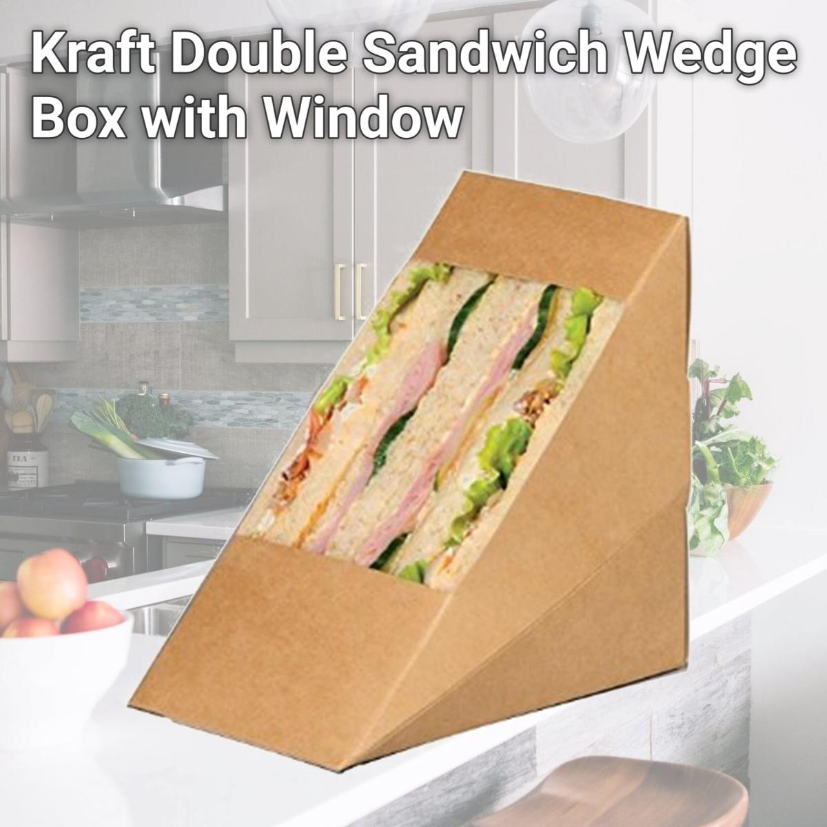 Picture of Packnwood 209KCK7212 Kraft Double Sandwich Wedge Box with Window