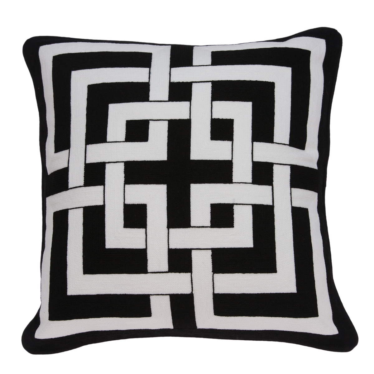 Pila11001c Abali Black & White Square Transitional Pillow Cover - 20 X 20 X 0.5 In.