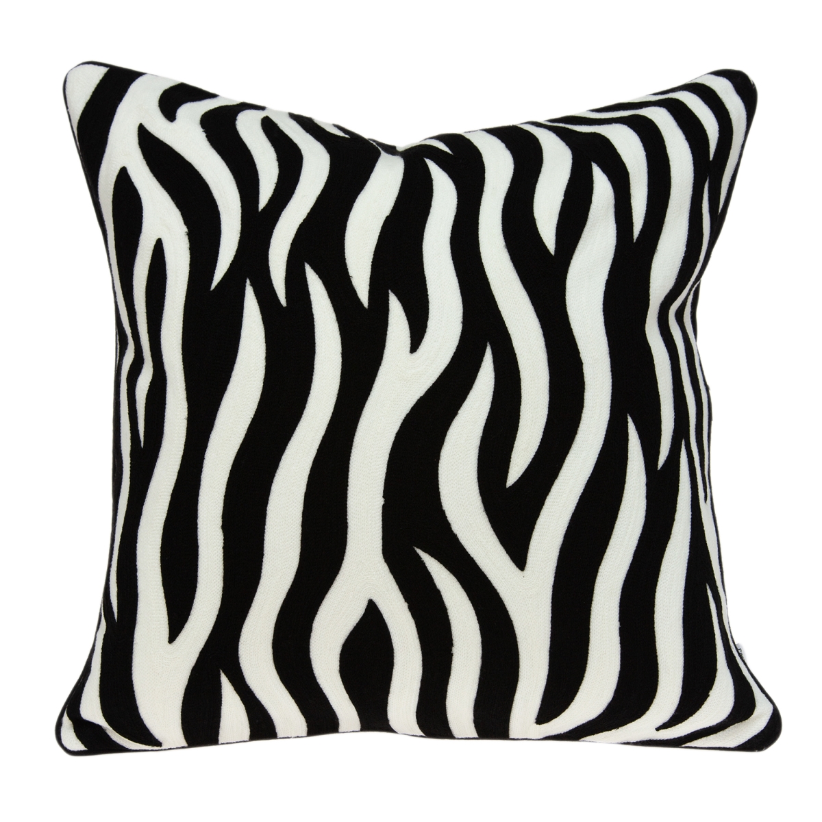 Pila11003p Simba Black & White Square Transitional Pillow Cover With Poly Insert - 20 X 20 X 7 In.