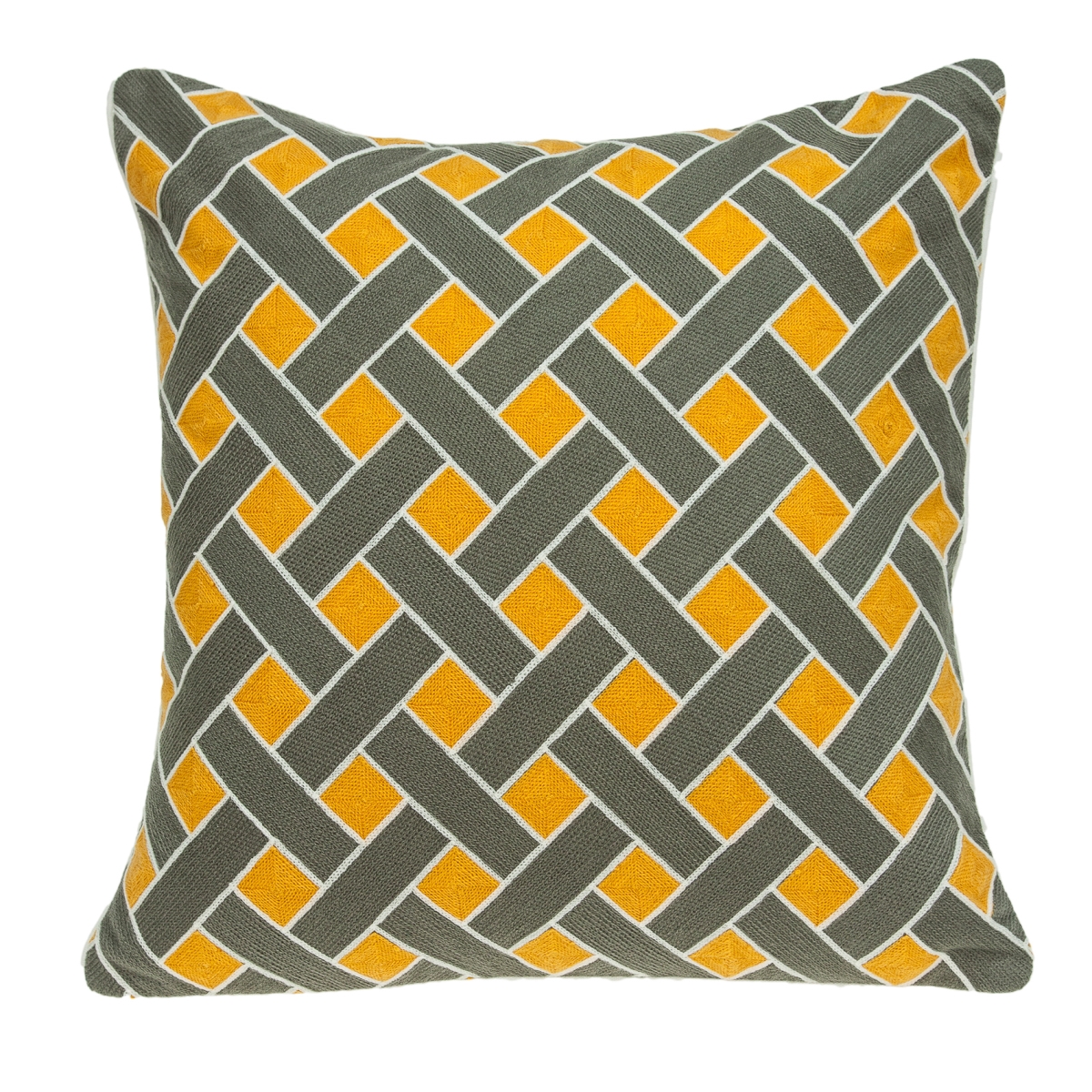 Pila11004p Kain Grey, Orange & White Square Transitional Pillow Cover With Poly Insert - 20 X 20 X 7 In.